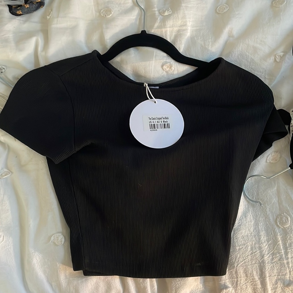Princess Polly cropped black tee